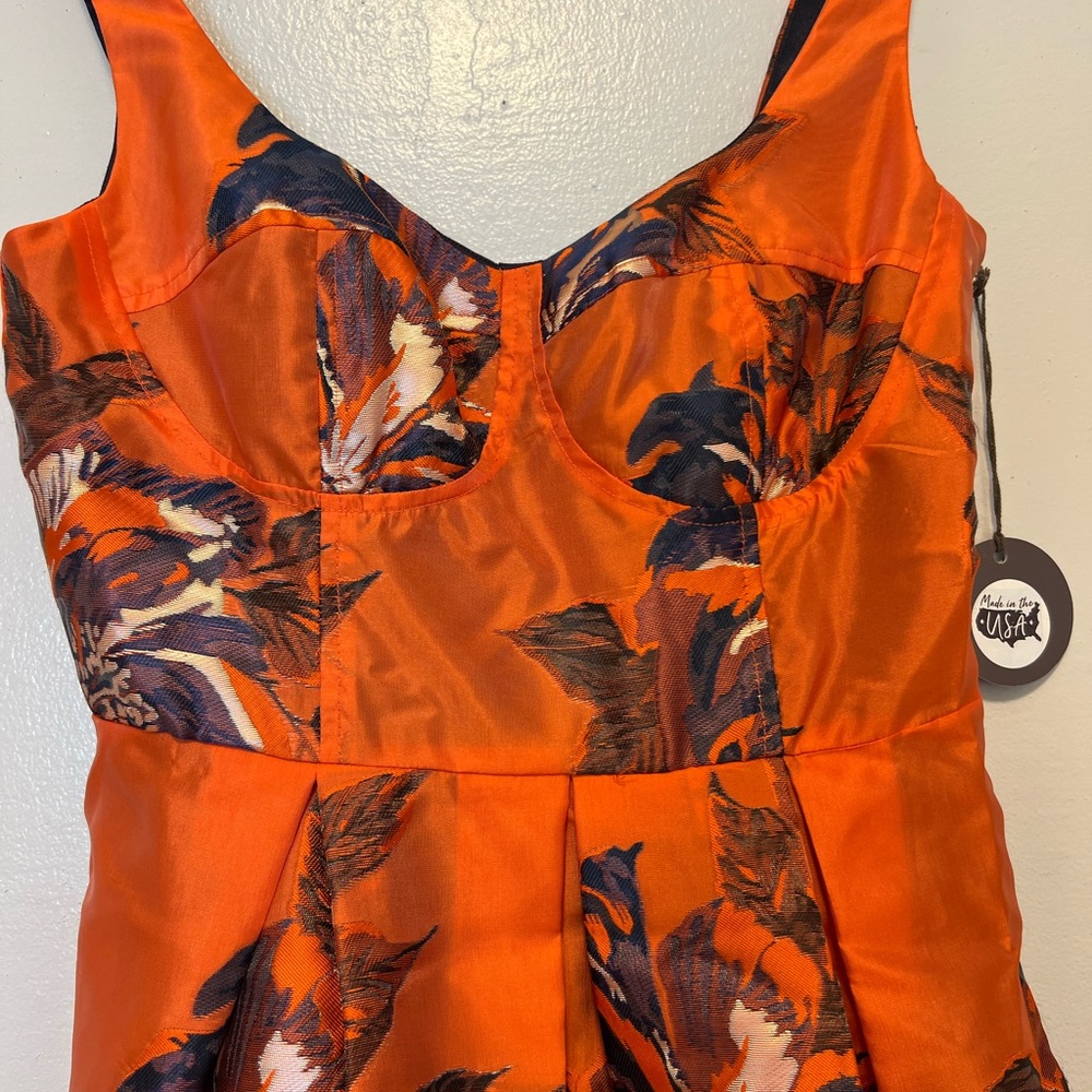 Eva Franco Orange Floral Jacquard Dress - Picture 5 of 8